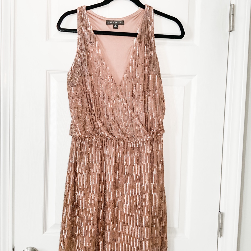 Aidan Mattox Dusty Rose Sequin Cocktail Dress -8